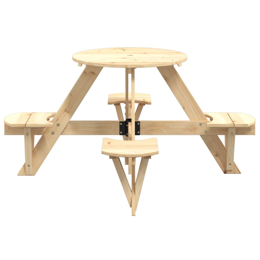 Piknikbord For 4 Barn Med Parasollhull Rund Heltre Gran
