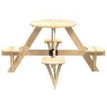 Piknikbord For 4 Barn Med Parasollhull Rund Heltre Gran