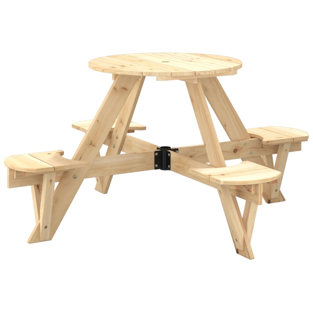 Piknikbord For 4 Barn Med Parasollhull Rund Heltre Gran