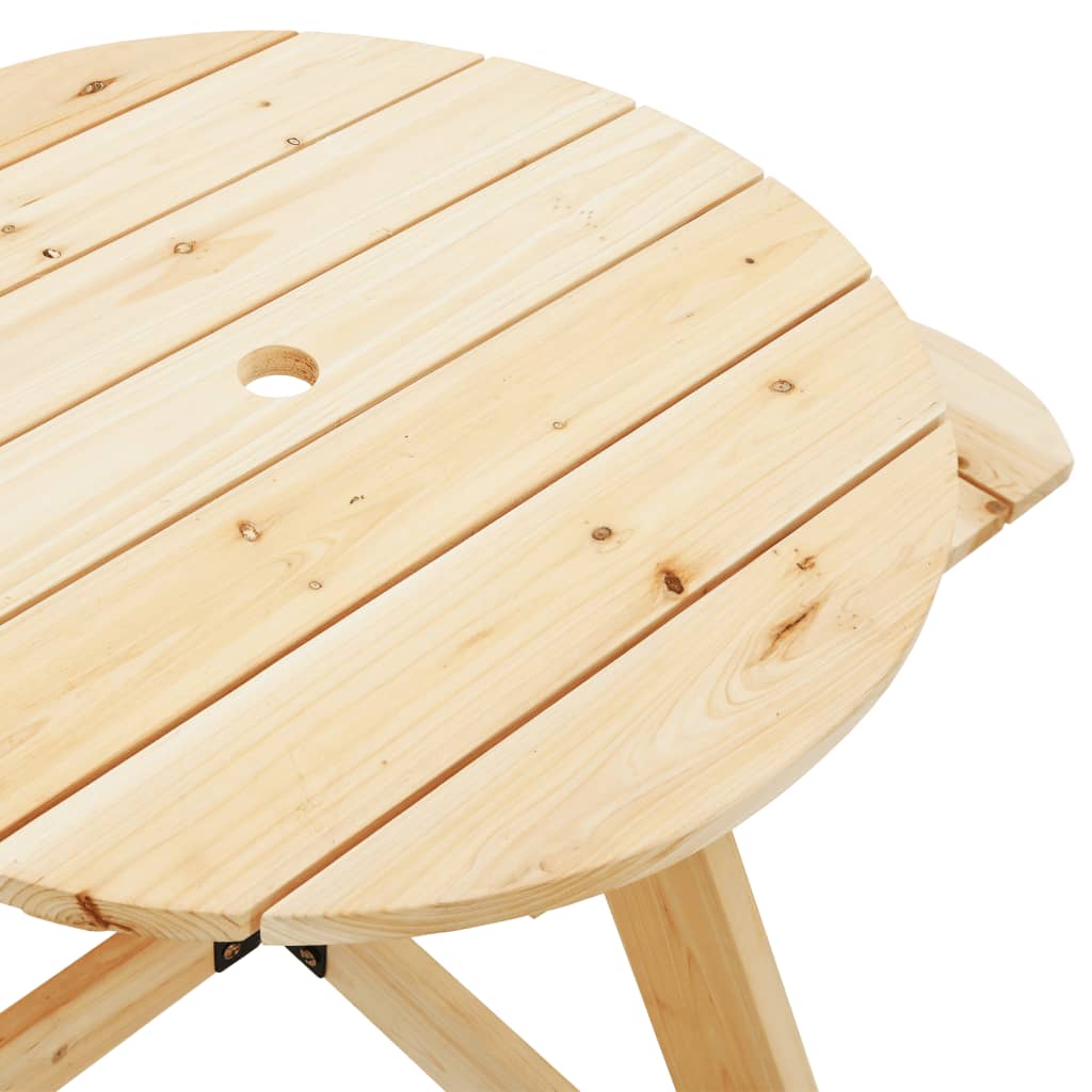 Piknikbord For 4 Barn Med Parasollhull Rund Heltre Gran