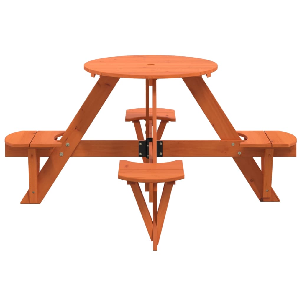Piknikbord For 4 Barn Med Parasollhull Rund Heltre Gran