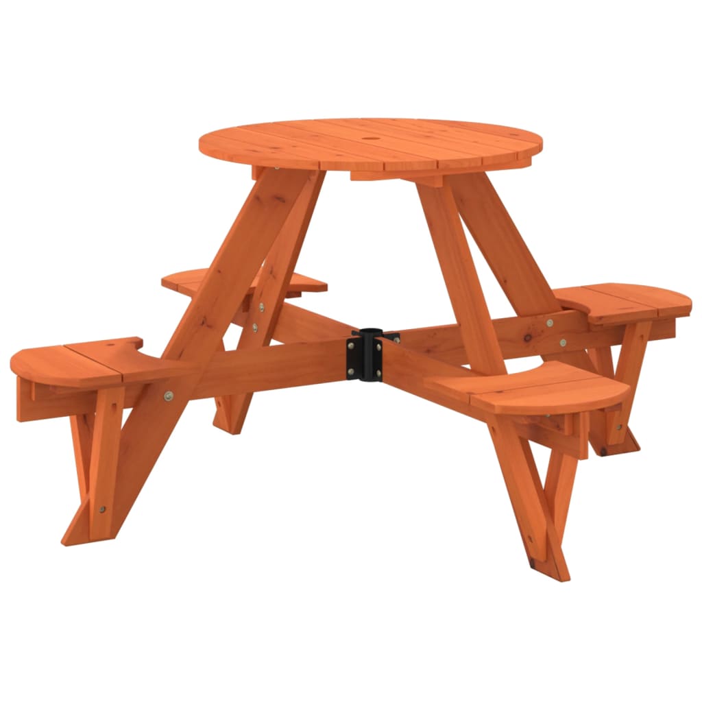 Piknikbord For 4 Barn Med Parasollhull Rund Heltre Gran