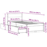 Sengeramme Uten Madrass Hvit 90X200 Cm Heltre Furu