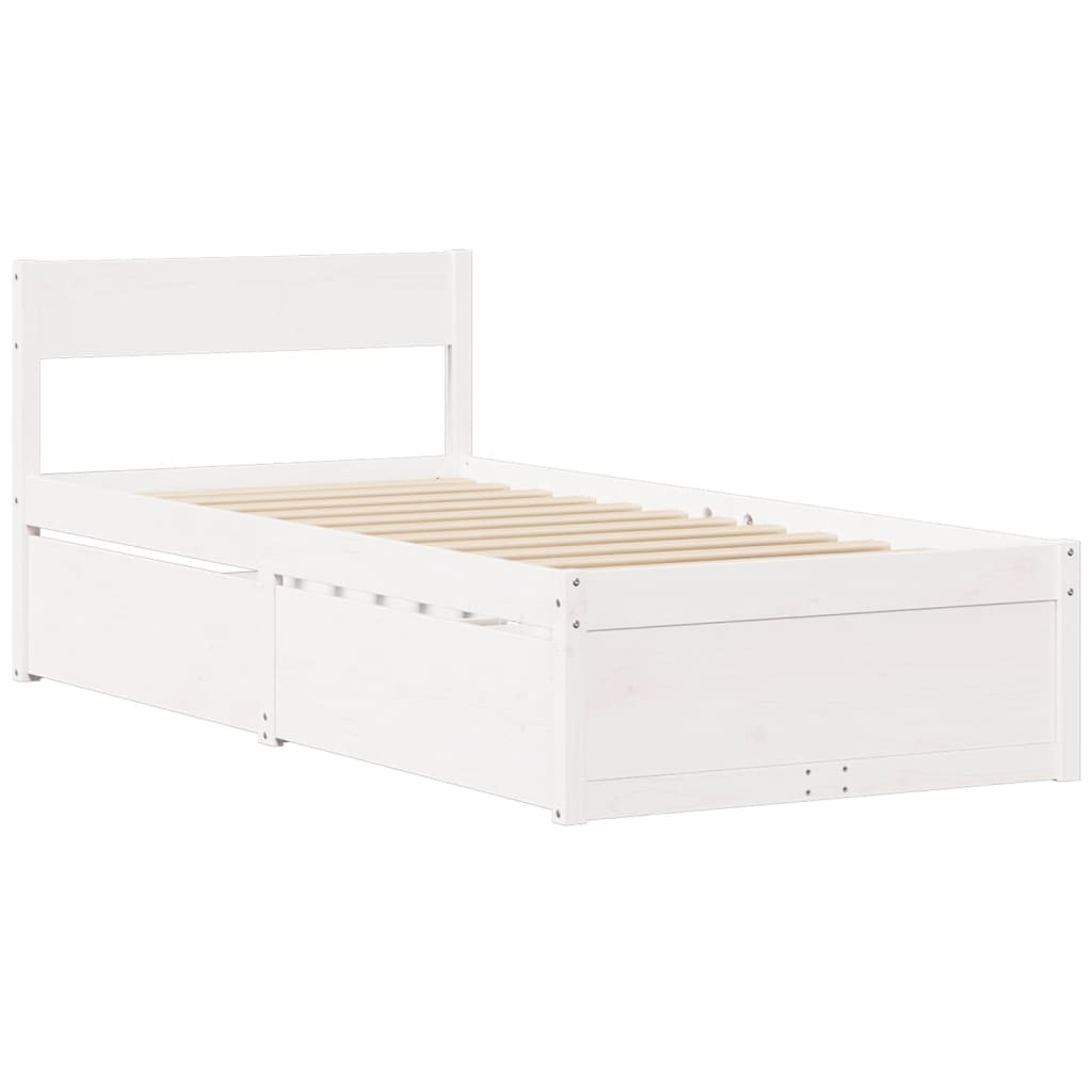 Sengeramme Uten Madrass Hvit 90X190 Cm Heltre Furu