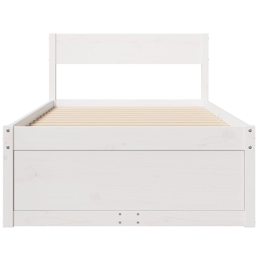 Sengeramme Uten Madrass Hvit 90X190 Cm Heltre Furu