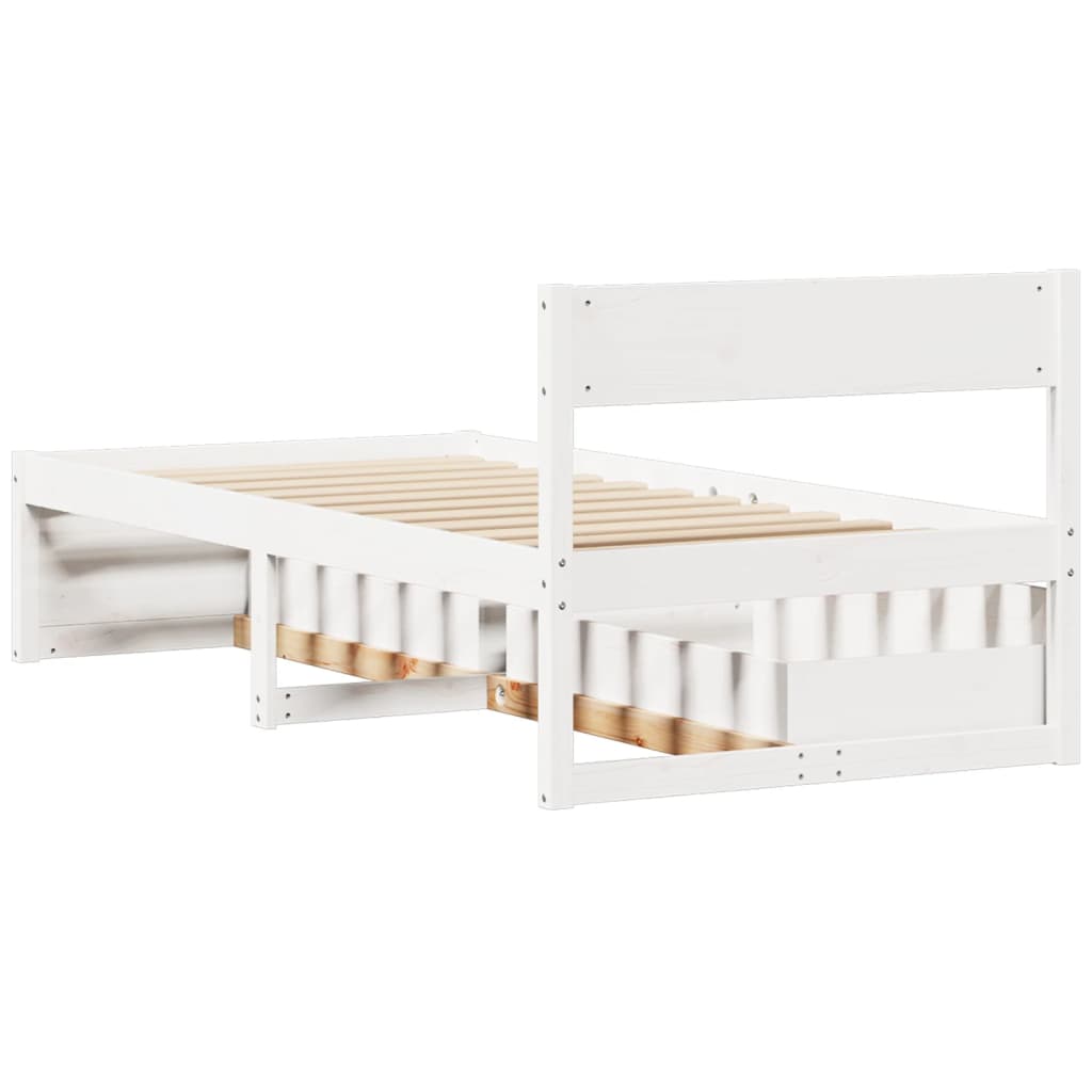 Sengeramme Uten Madrass Hvit 90X190 Cm Heltre Furu