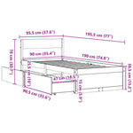 Sengeramme Uten Madrass Hvit 90X190 Cm Heltre Furu