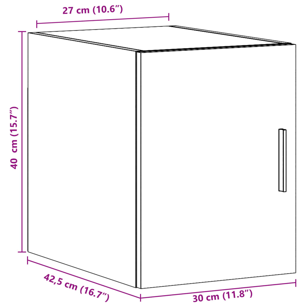 Veggskap Svart 30X42,5X40 Cm Konstruert Tre