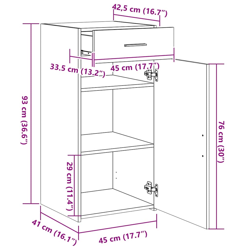 Skjenk Hvit 45X42,5X93 Cm Konstruert Tre