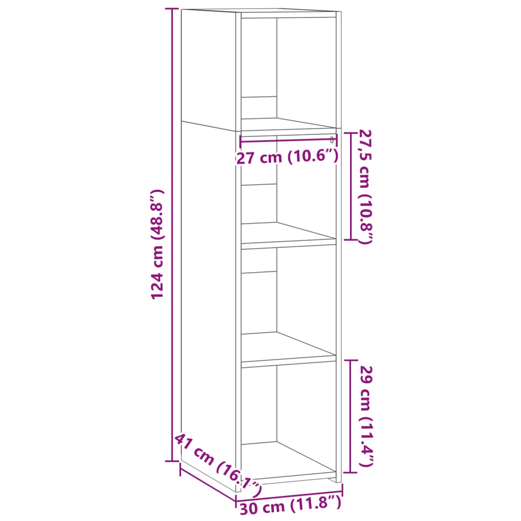 Hylle Hvit 30X41X124 Cm Konstruert Tre