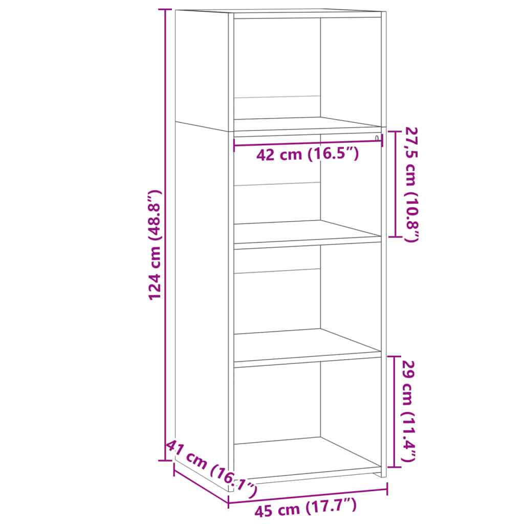 Hylle Hvit 45X41X124 Cm Konstruert Tre