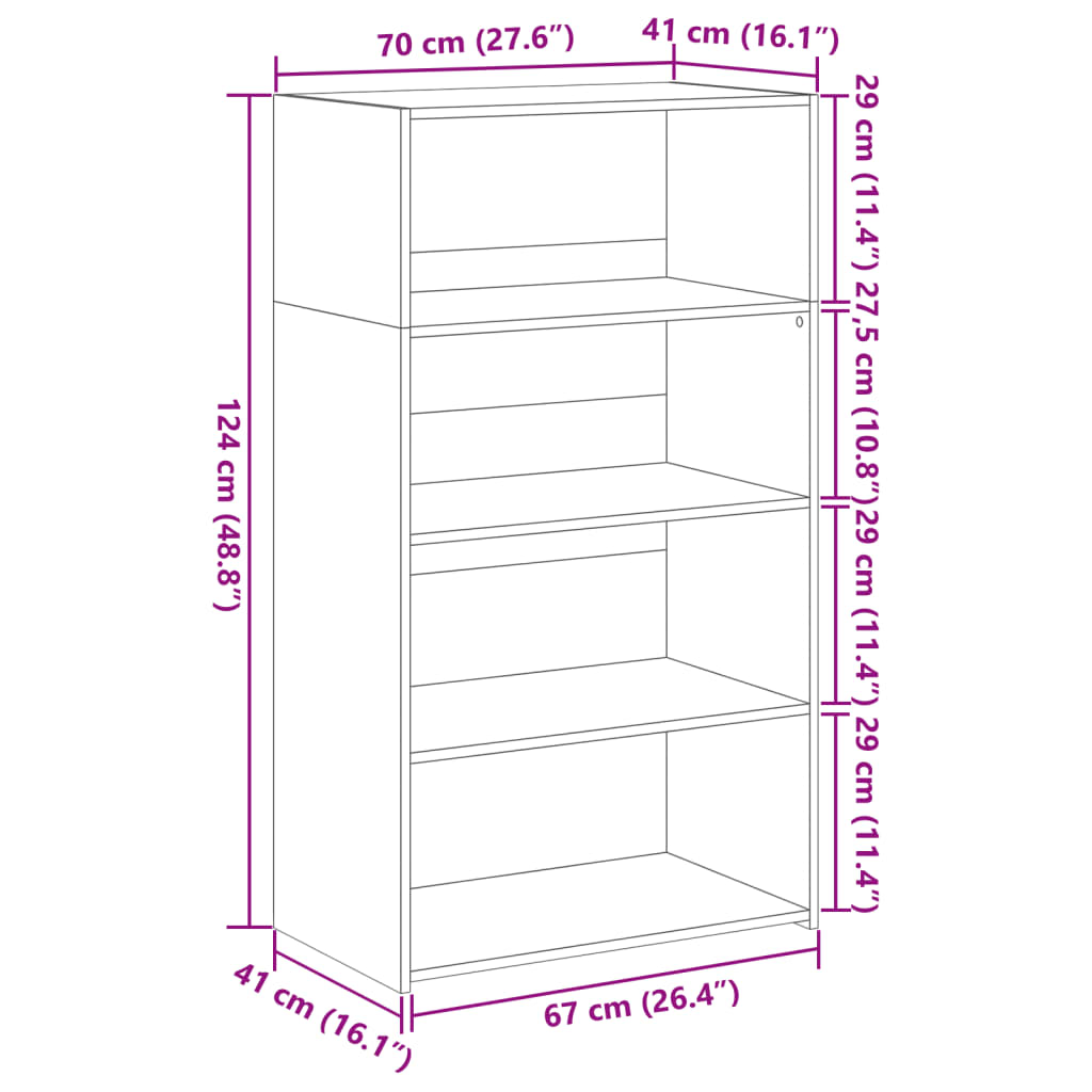 Hylle Svart 70X41X124 Cm Konstruert Tre