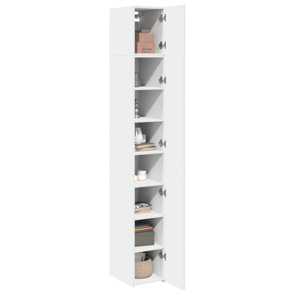 Smalt Oppbevaringsskap Hvit 30X42,5X225 Cm Konstruert Tre