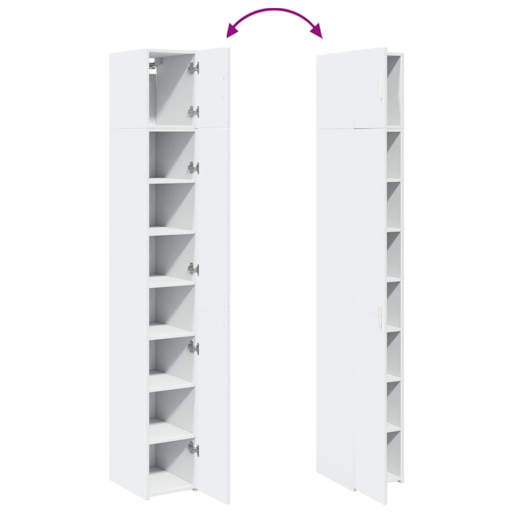 Smalt Oppbevaringsskap Hvit 30X42,5X225 Cm Konstruert Tre