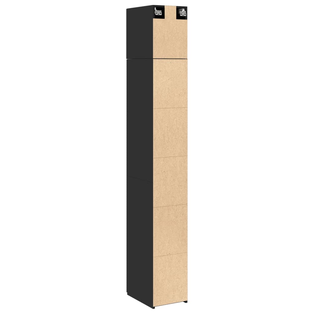 Smalt Oppbevaringsskap Svart 30X42,5X225 Cm Konstruert Tre