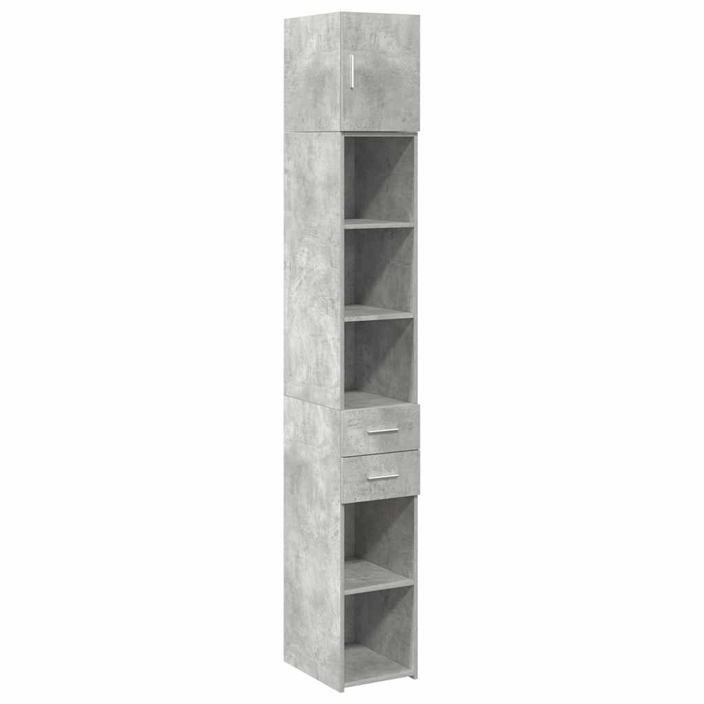 Smalt Oppbevaringsskap Betong Grå 30X42,5X225 Cm Konstruert Tre