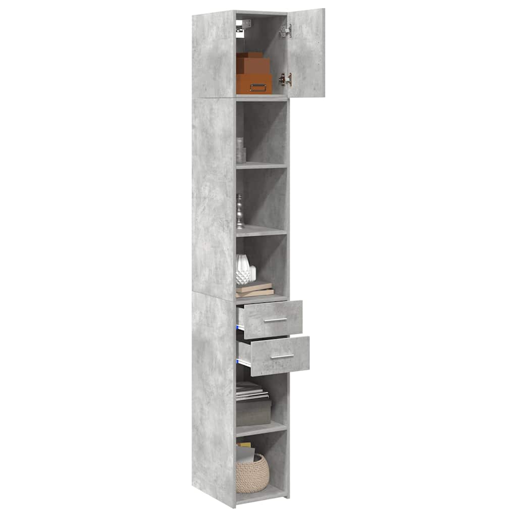 Smalt Oppbevaringsskap Betong Grå 30X42,5X225 Cm Konstruert Tre