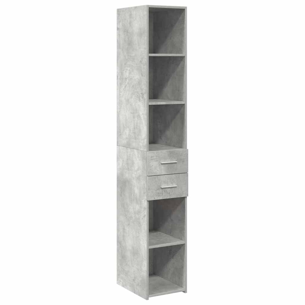 Smalt Oppbevaringsskap Betong Grå 30X42,5X225 Cm Konstruert Tre