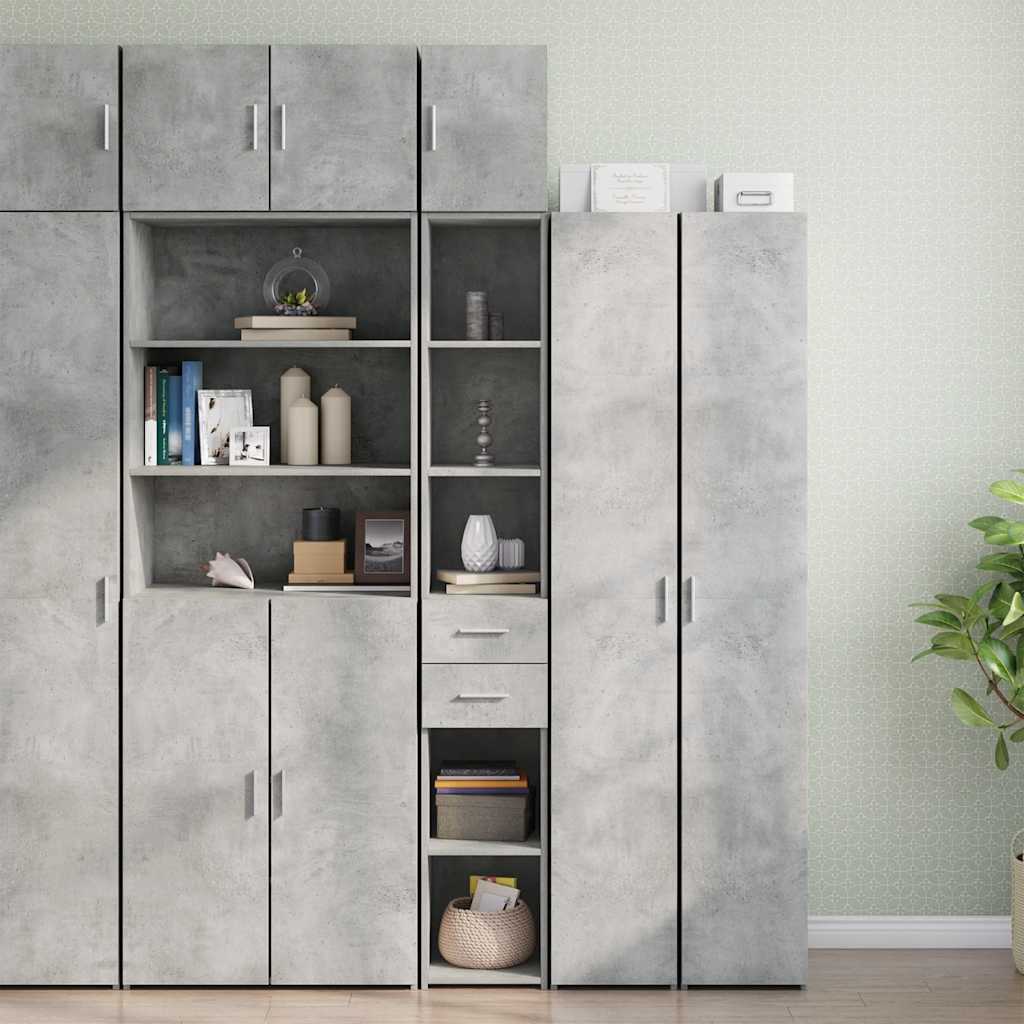 Smalt Oppbevaringsskap Betong Grå 30X42,5X225 Cm Konstruert Tre