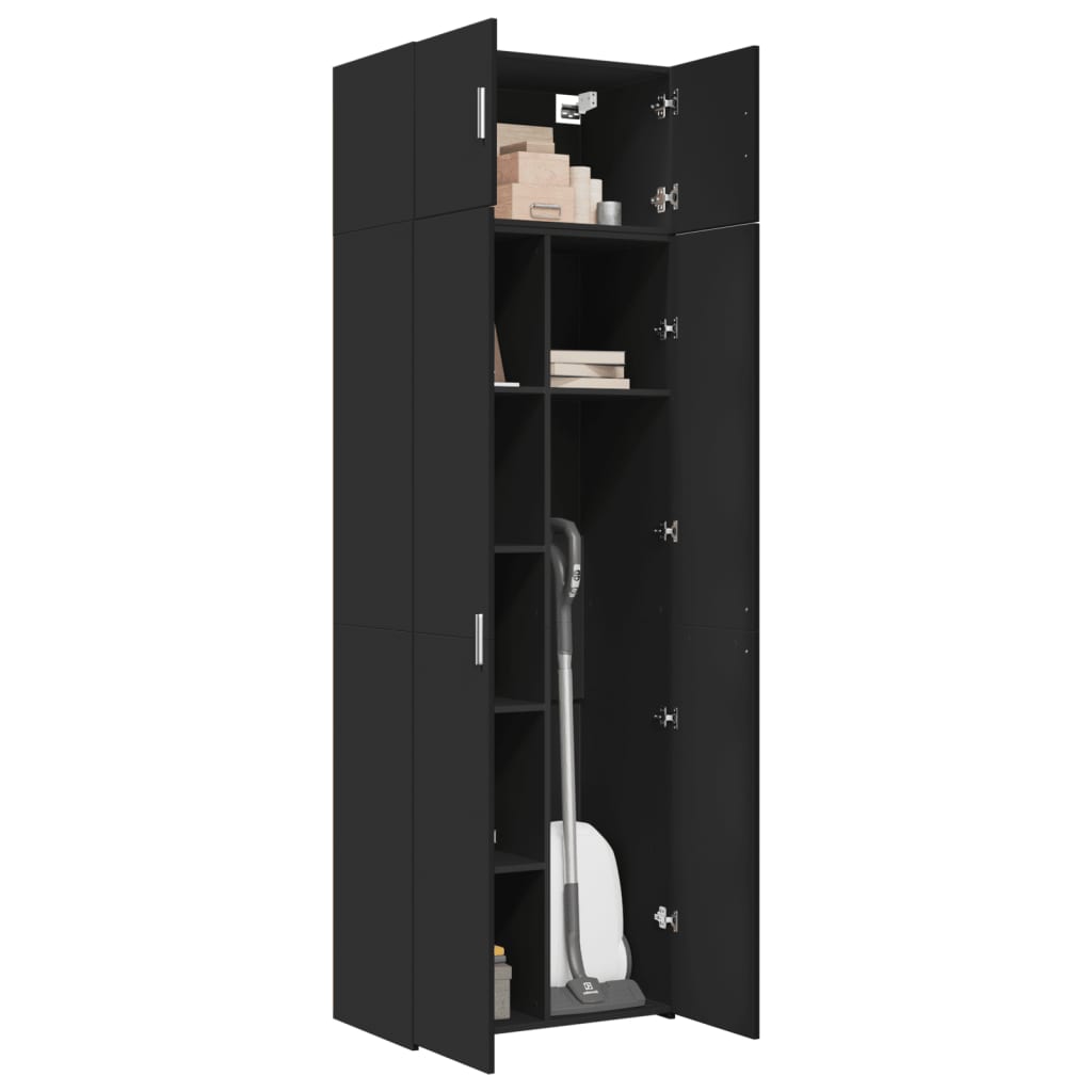 Oppbevaringsskap Svart 70X42,5X225 Cm Konstruert Tre
