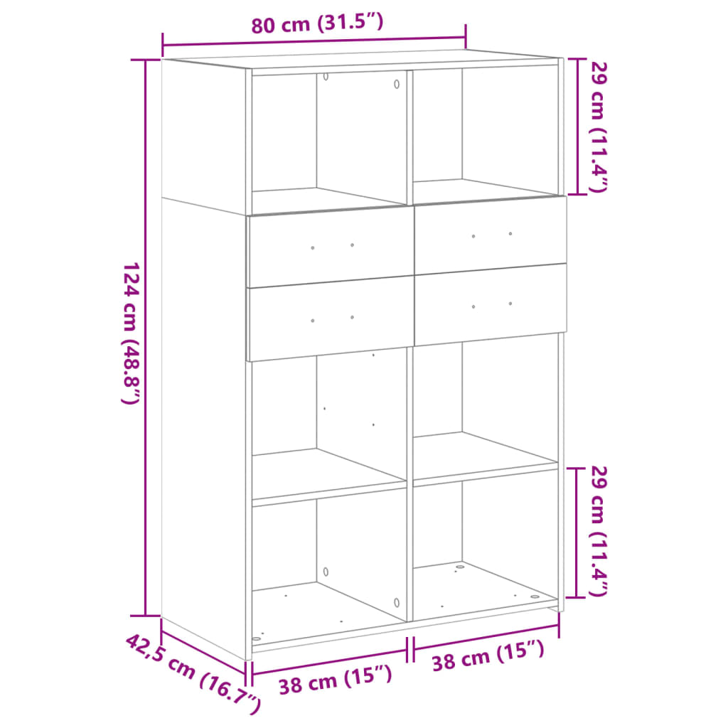 Hylle Hvit 80X42,5X124 Cm Konstruert Tre