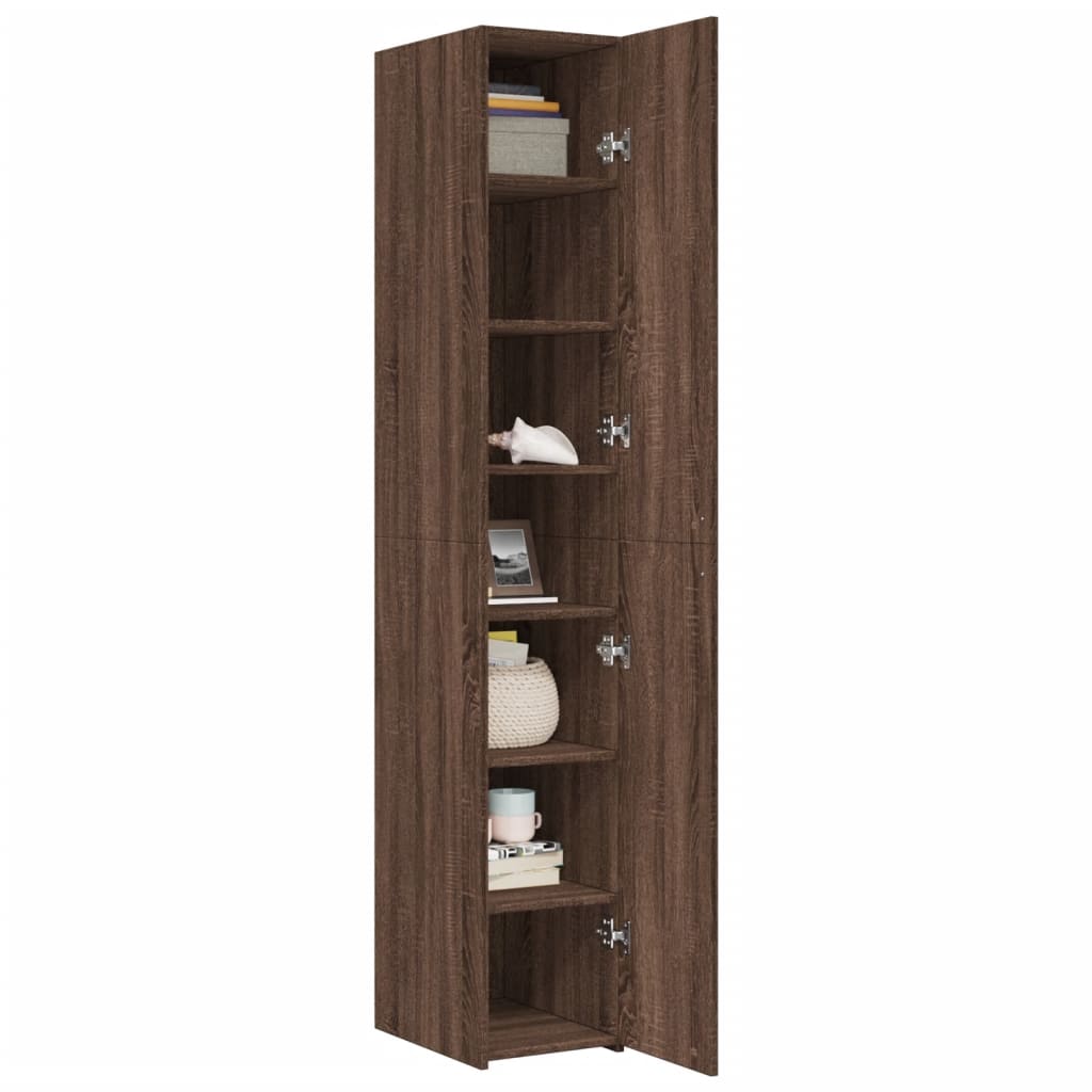 Hylle Brun Eik 30X42,5X185 Cm Konstruert Tre