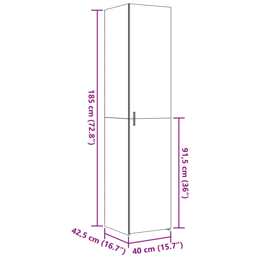 Hylle Sonoma Eik 40X42,5X185 Cm Konstruert Tre