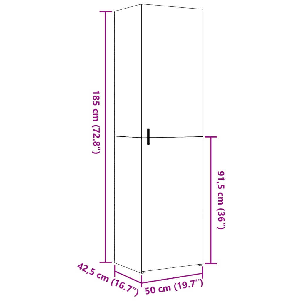 Hylle Sonoma Eik 50X42,5X185 Cm Konstruert Tre
