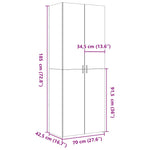 Highboard Sonoma Eik 70X42,5X185 Cm Konstruert Tre