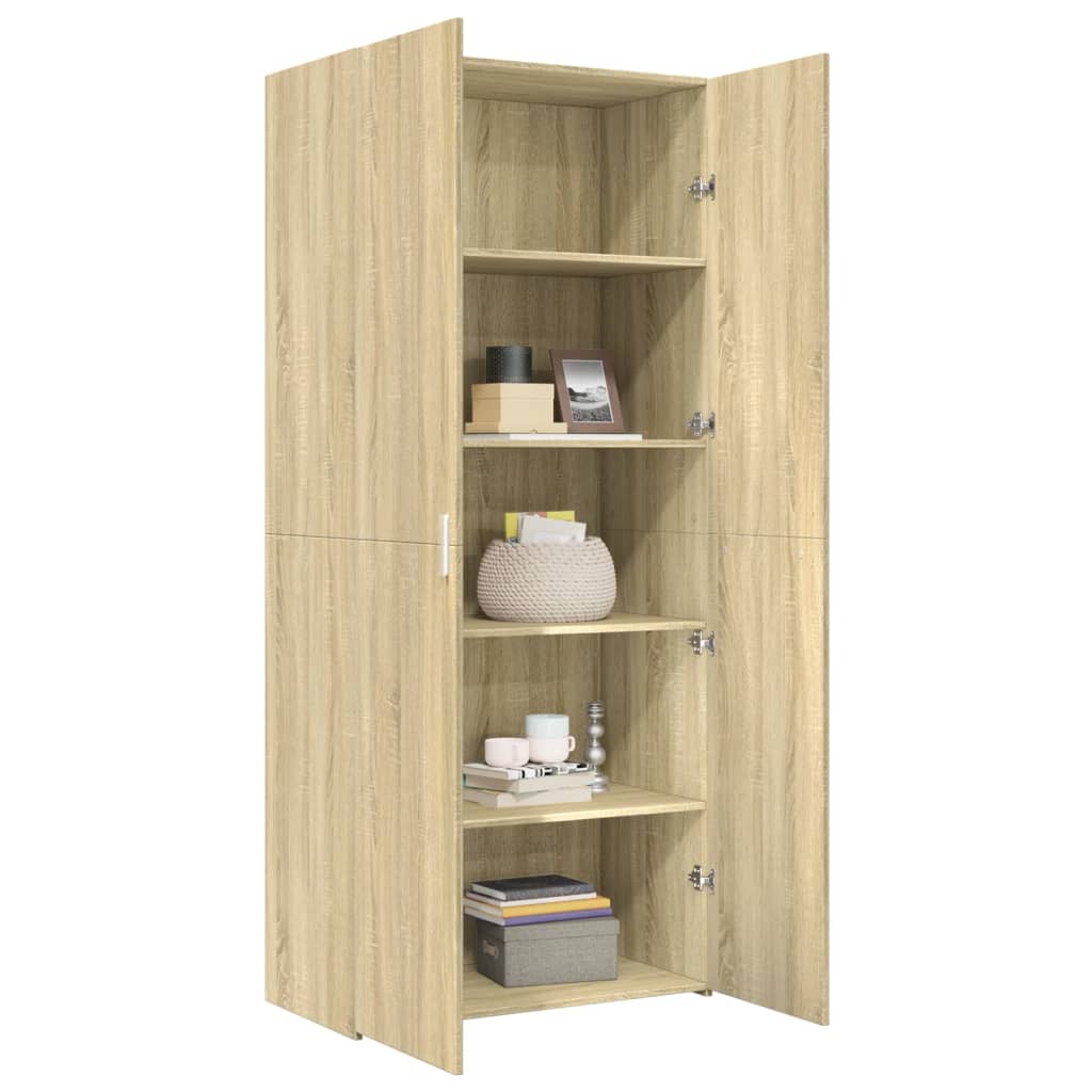 Highboard Sonoma Eik 80X42,5X185 Cm Konstruert Tre