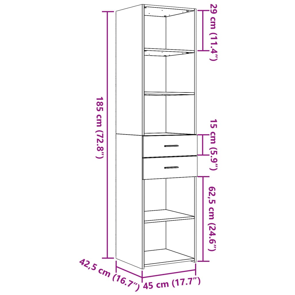 Hylle Svart 45X42,5X185 Cm Konstruert Tre