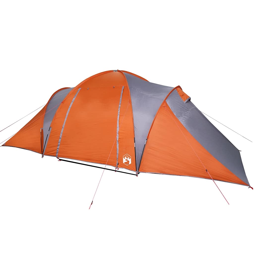 Kuppeltelt For Camping 6 Personer Grå Og Oransje Vanntett