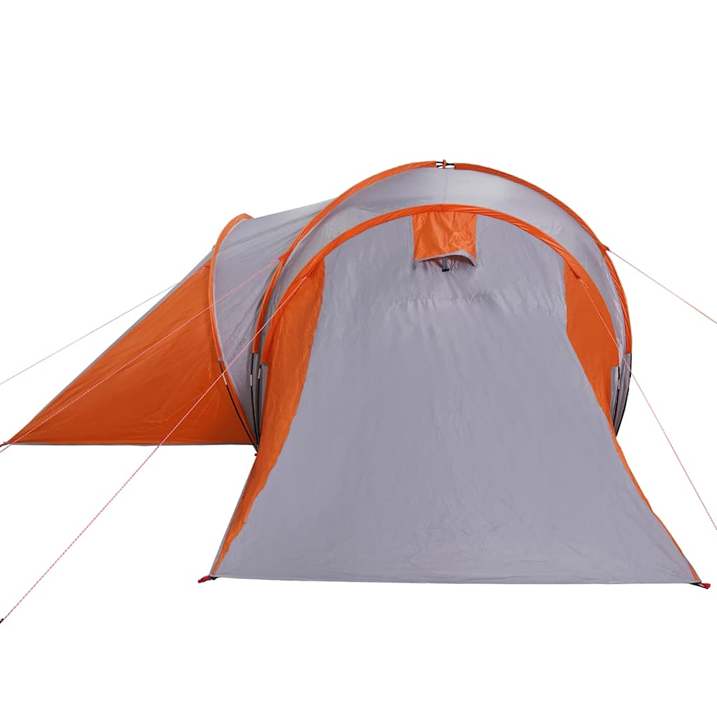 Kuppeltelt For Camping 6 Personer Grå Og Oransje Vanntett