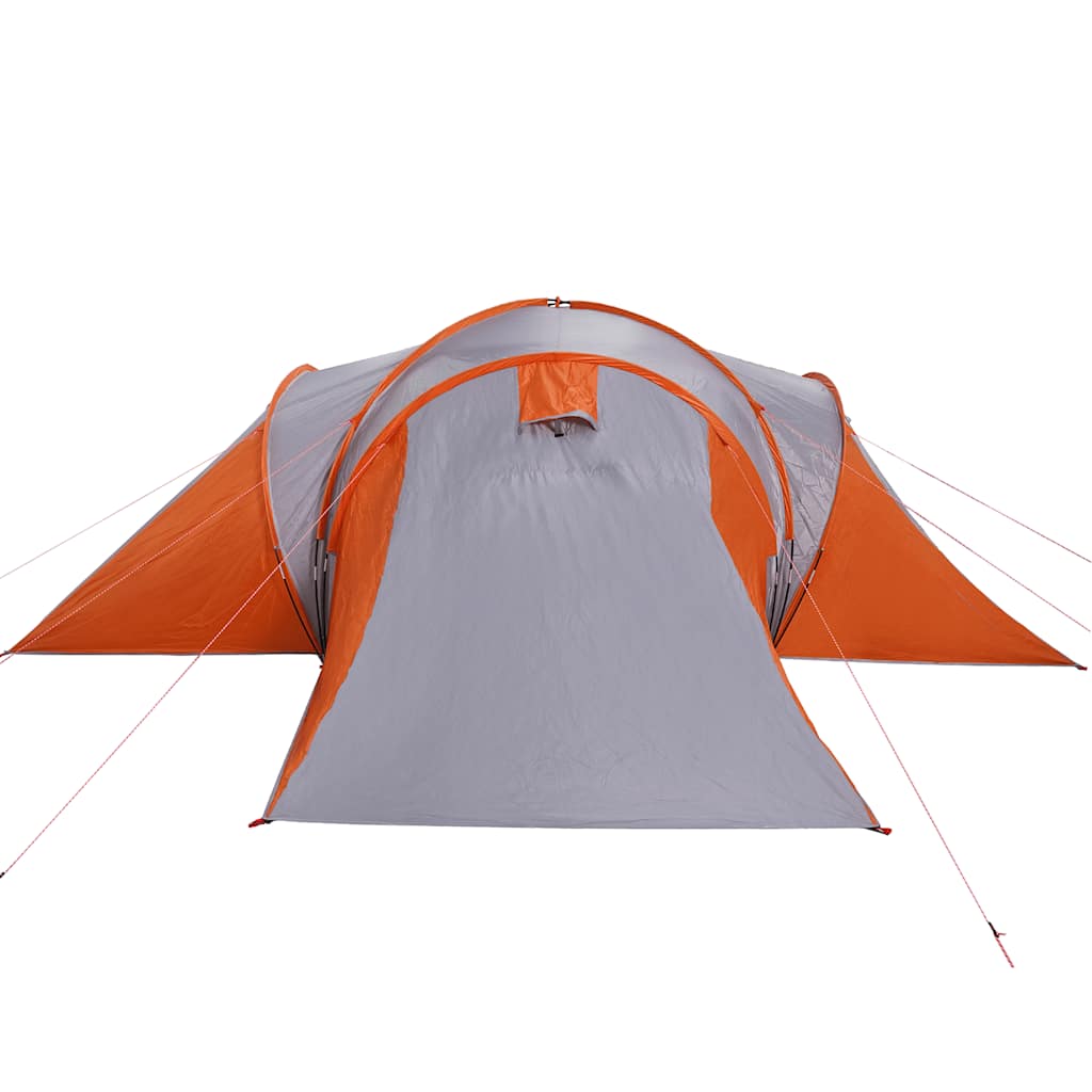 Kuppeltelt For Camping 6 Personer Grå Og Oransje Vanntett