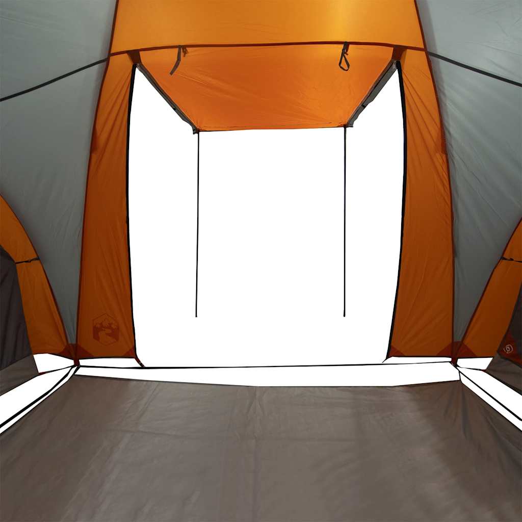 Kuppeltelt For Camping 6 Personer Grå Og Oransje Vanntett