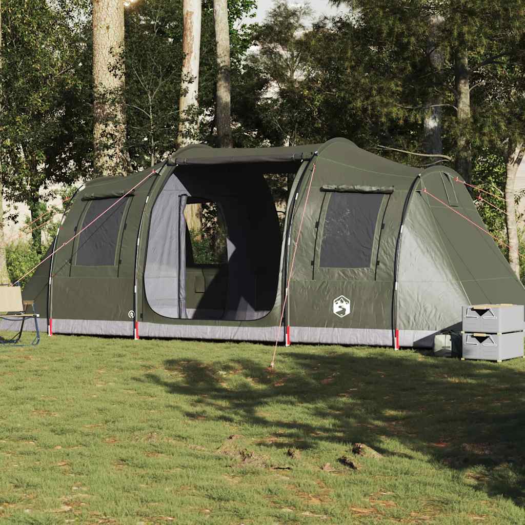 Tunneltelt For Camping 4 Personer Olivengrønn Vanntett