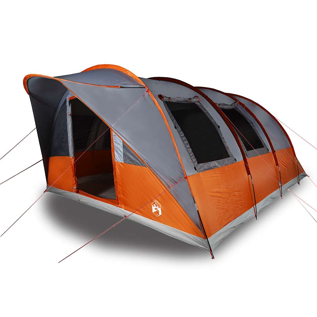 Tunneltelt For Camping 5 Personer Grå Og Oransje Vanntett