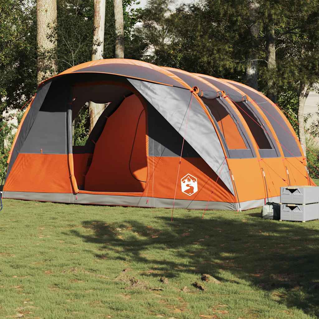 Tunneltelt For Camping 5 Personer Grå Og Oransje Vanntett