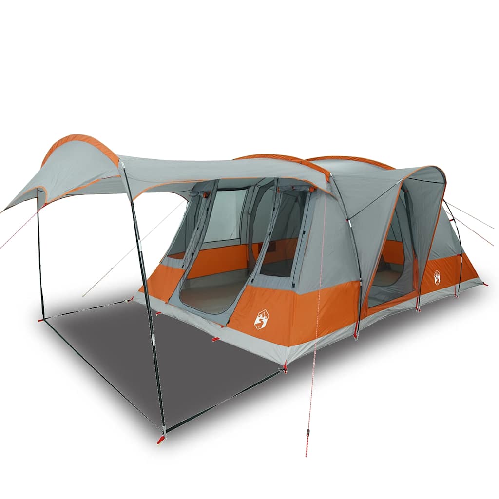 Tunneltelt For Camping 5 Personer Grå Og Oransje Vanntett