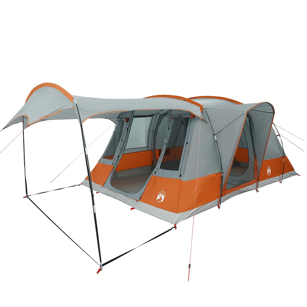Tunneltelt For Camping 5 Personer Grå Og Oransje Vanntett