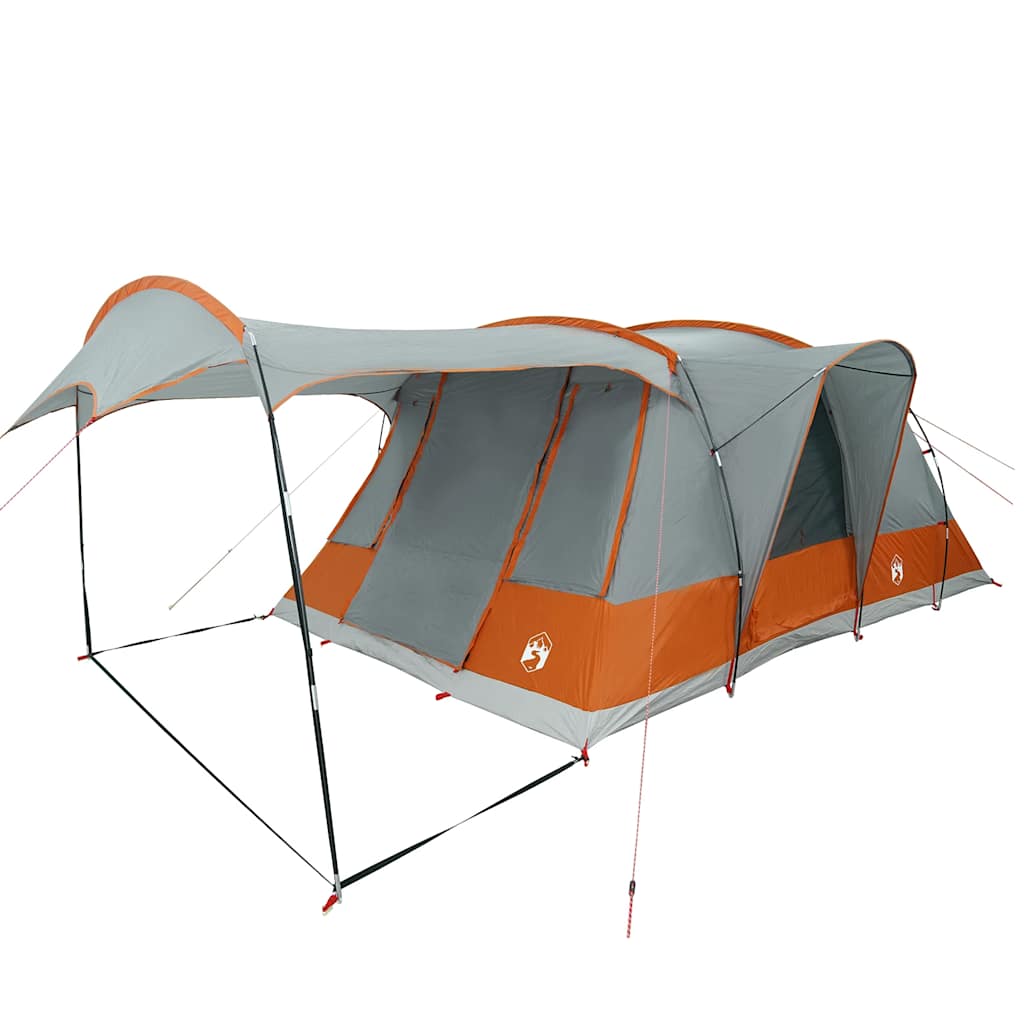 Tunneltelt For Camping 5 Personer Grå Og Oransje Vanntett