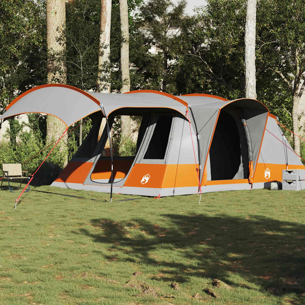 Tunneltelt For Camping 5 Personer Grå Og Oransje Vanntett