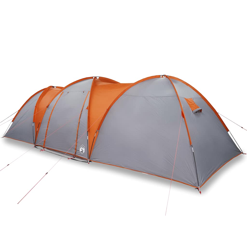 Kuppeltelt For Camping 8 Personer Grå Og Oransje Vanntett