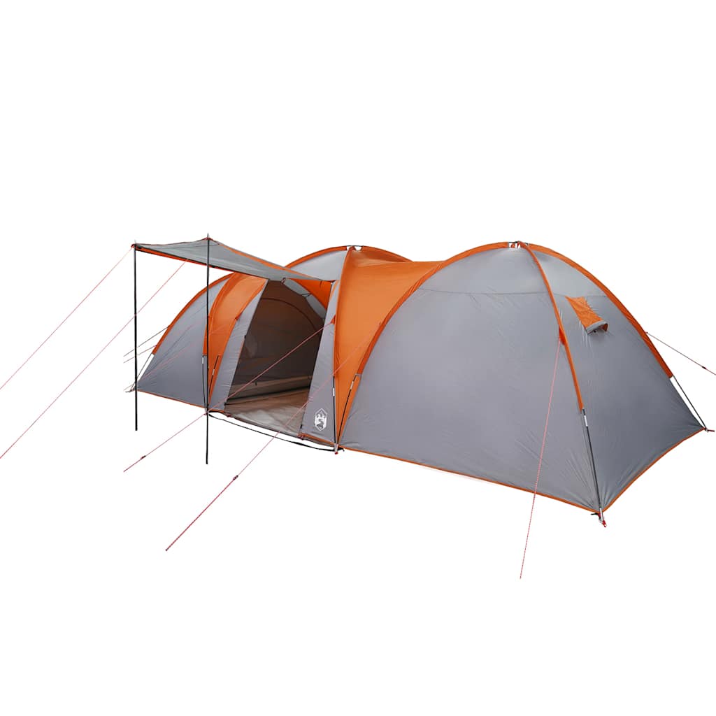 Kuppeltelt For Camping 8 Personer Grå Og Oransje Vanntett