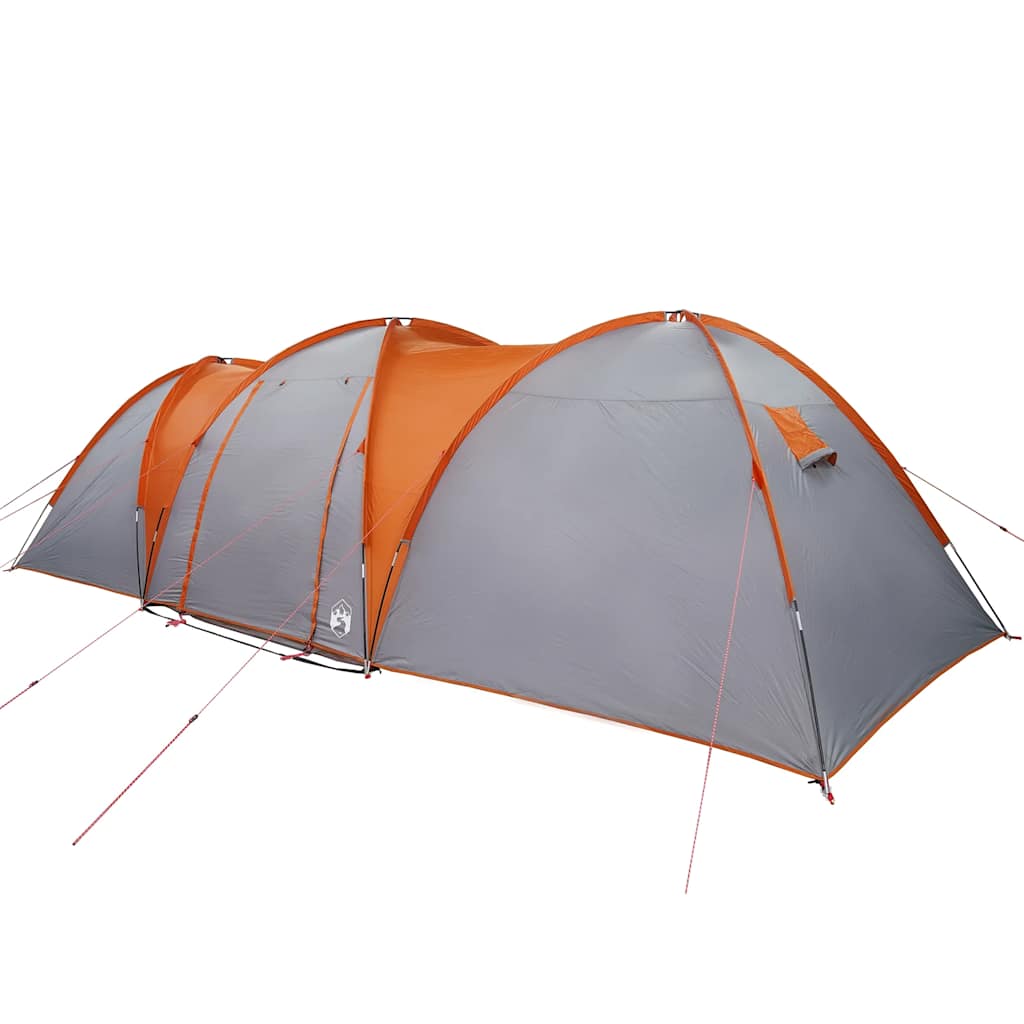 Kuppeltelt For Camping 8 Personer Grå Og Oransje Vanntett