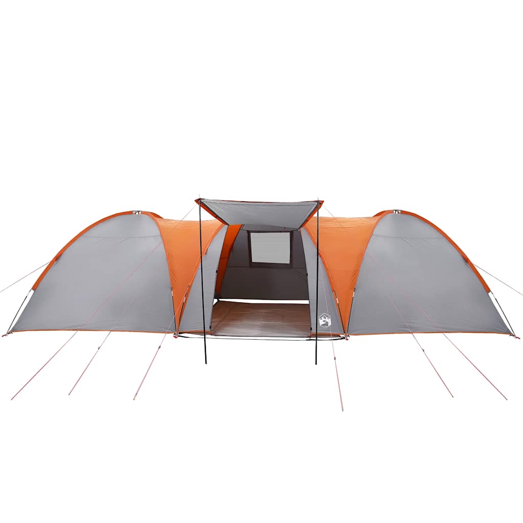 Kuppeltelt For Camping 8 Personer Grå Og Oransje Vanntett
