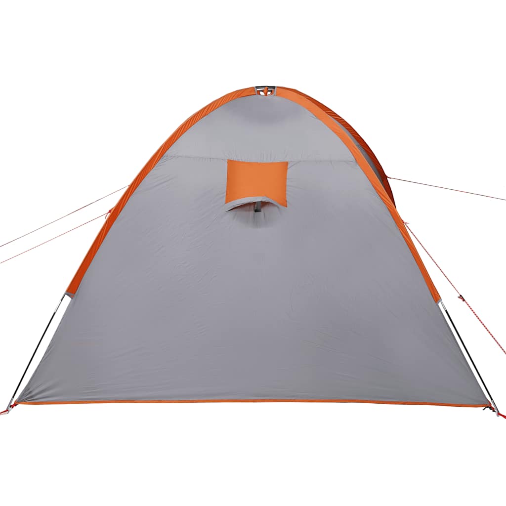 Kuppeltelt For Camping 8 Personer Grå Og Oransje Vanntett