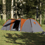 Kuppeltelt For Camping 8 Personer Grå Og Oransje Vanntett