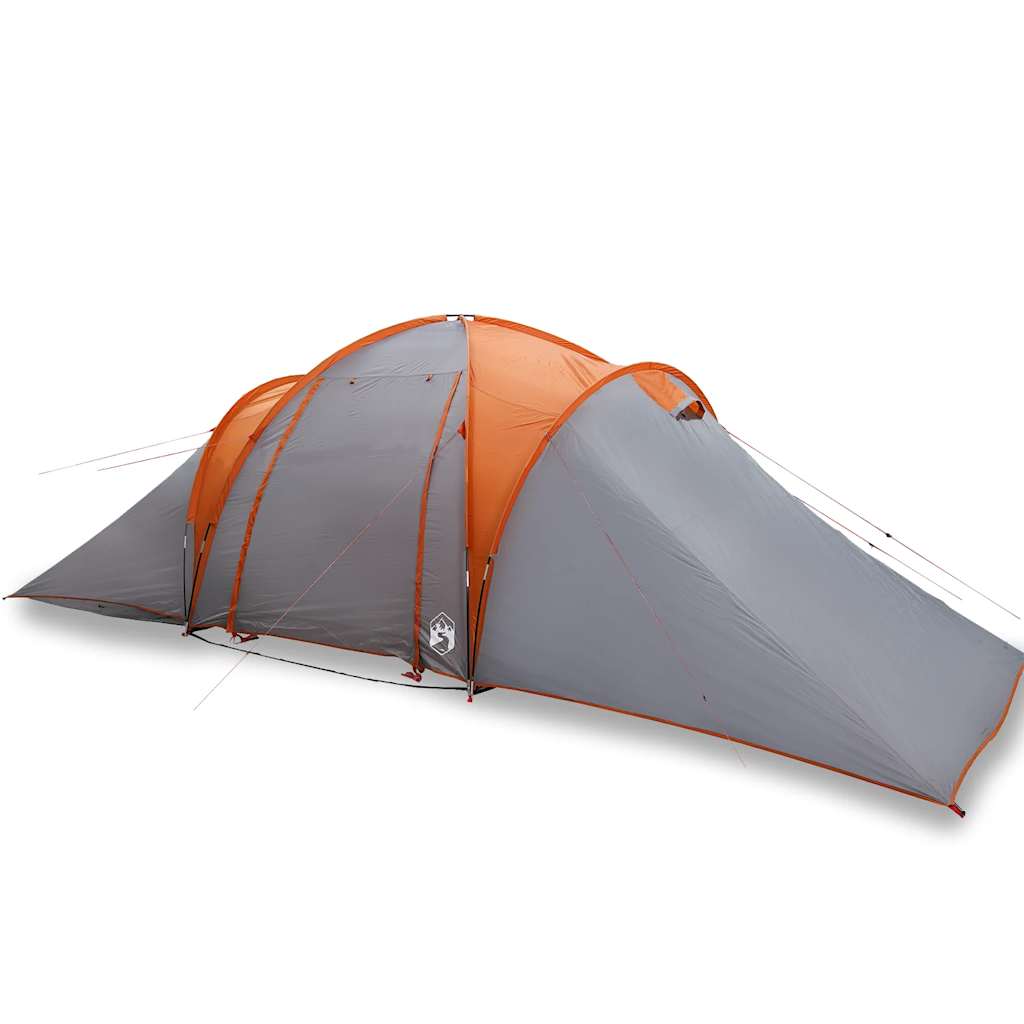Kuppeltelt For Camping 6 Personer Grå Og Oransje Vanntett