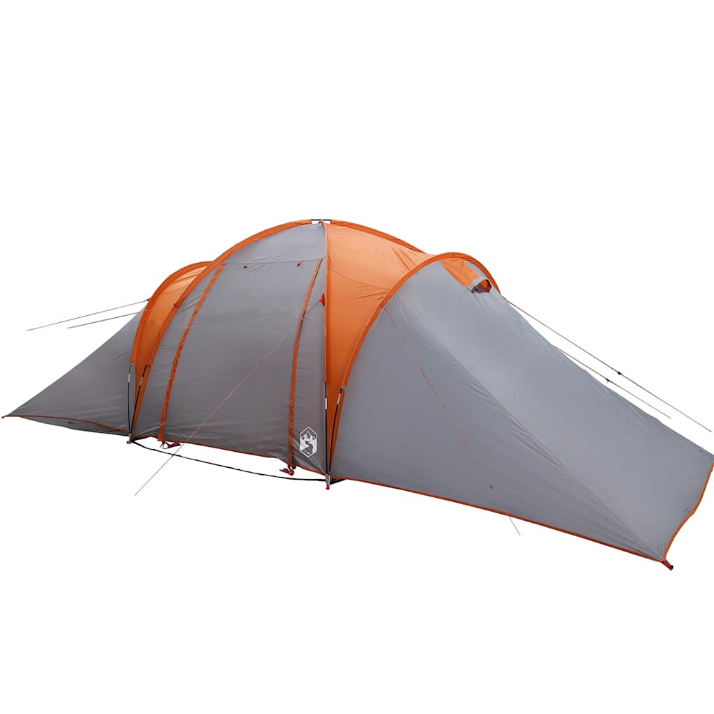 Kuppeltelt For Camping 6 Personer Grå Og Oransje Vanntett